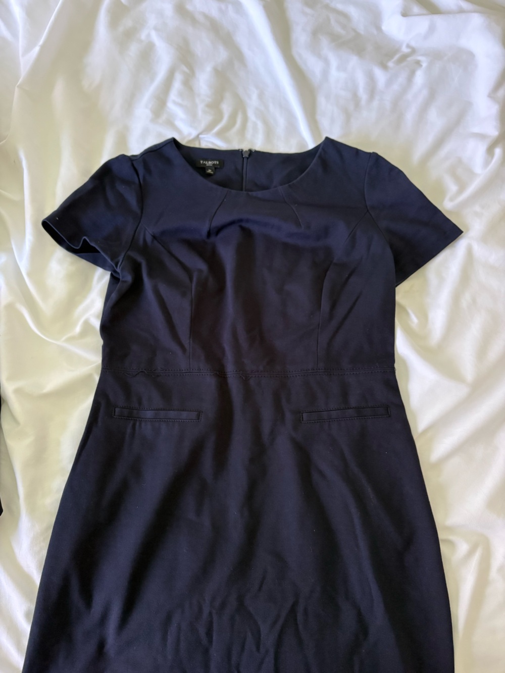 Talbots Navy Short-Sleeve Sheath Dress